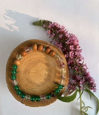 Armband Achat grün Fluorit bunt Sandelholz