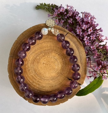 Armband Amethyst Labradorit weiß Bergkristall