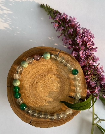 Armband Fluorit grün Achat grün Türkis Lavendelquarz
